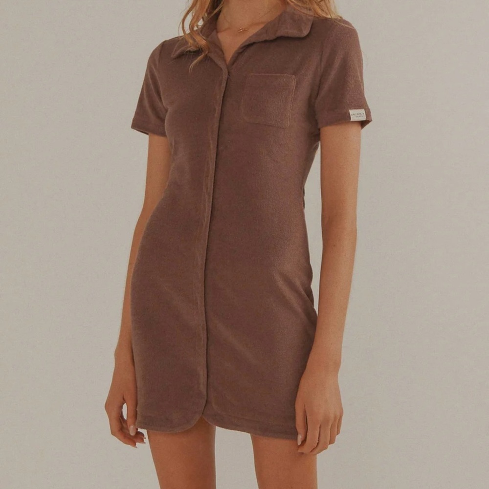 NWT Vacancy Daylight Terry Mini Dress - Choc Brown Size 0